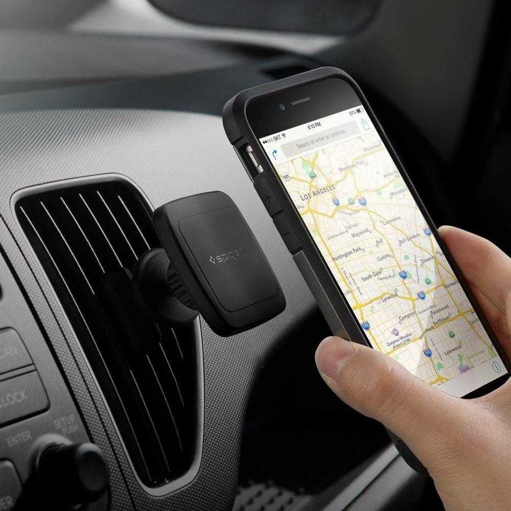 Spigen Tiekimas | Kuel H12 šešiašerdis magnetinis automobilio laikiklis | Juodas | Stiprus 6 dalių magnetas užtikrina stabilumą be likučių; Oro ventiliacijos guminis pagrindas suteikia visą priekinio stiklo vaizdą; 360° sukimosi funkcija patogiam žiūrėjimui; Lygus paviršius suteikia modernistinį dizainą; Suderinamas su bet kuriuo išmaniuoju telefonu.