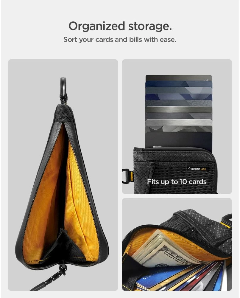 SPIGEN LF300 MINKŠTAS RFID KORTELIŲ DĖKLAS Juodas