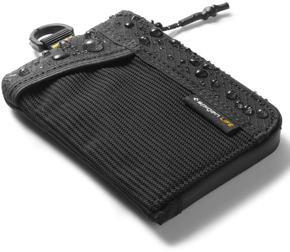SPIGEN LF300 MINKŠTAS RFID KORTELIŲ DĖKLAS Juodas