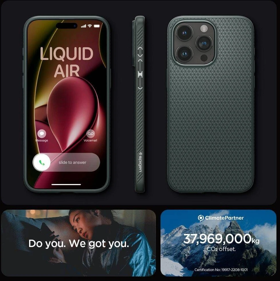Spigen Liquid Air Apple iPhone 16 Pro Max – dėklas telefonui žalios spalvos