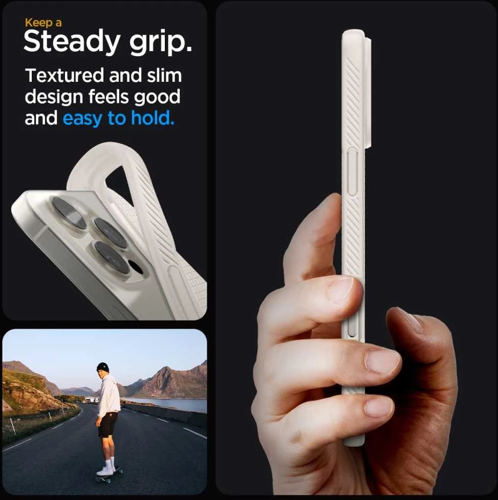 Spigen Liquid Air Apple iPhone 16 Pro Max – dėklas telefonui titano spalvos