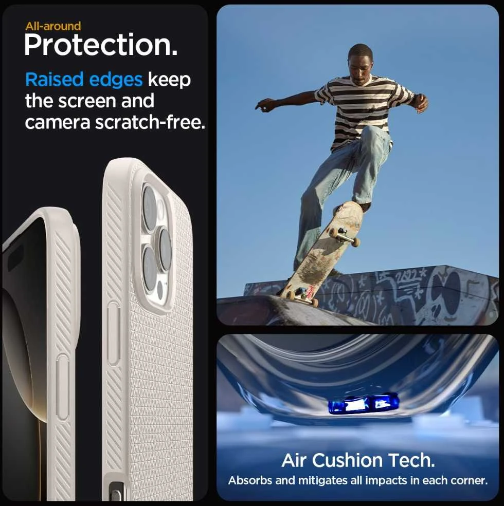 Spigen Liquid Air Apple iPhone 16 Pro Max – dėklas telefonui titano spalvos