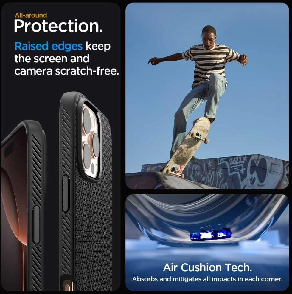 Spigen Liquid Air Apple iPhone 16 Pro Max – dėklas telefonui juodos spalvos