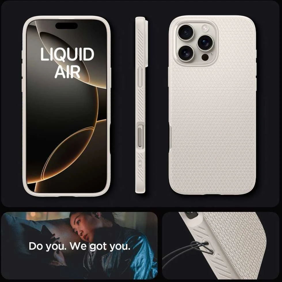 Spigen Liquid Air Apple iPhone 16 Pro Max – dėklas telefonui titano spalvos