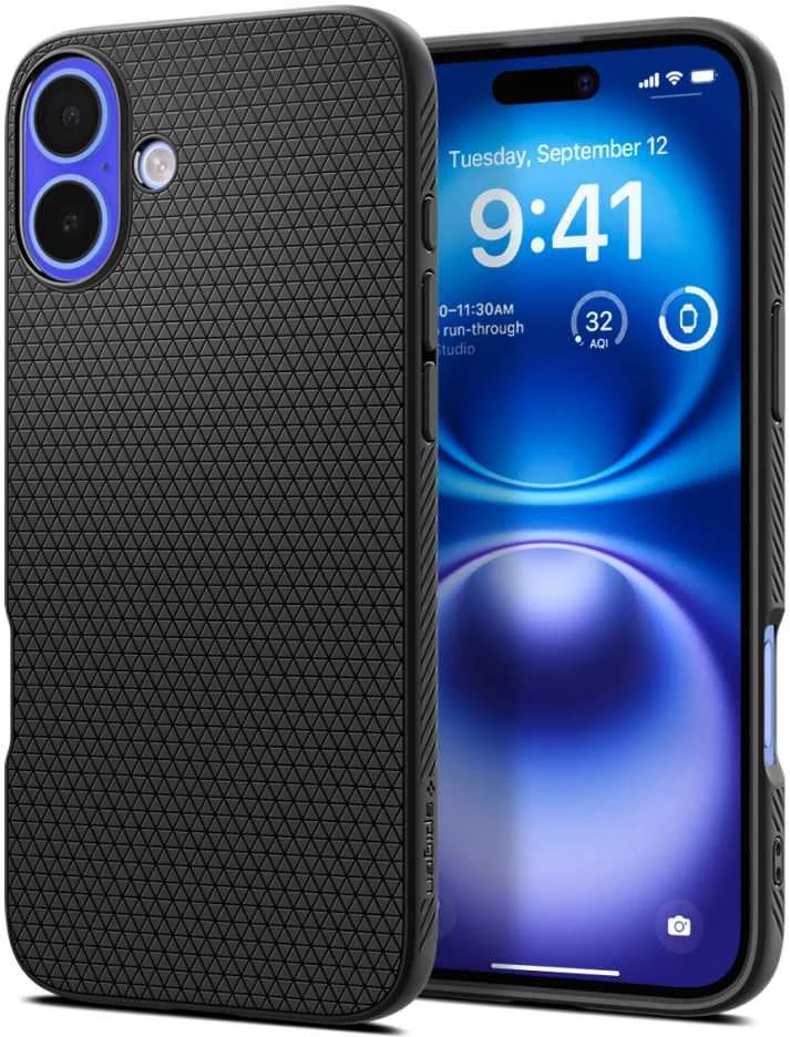 Spigen Liquid Air Apple iPhone 16 – dėklas telefonui juodos spalvos
