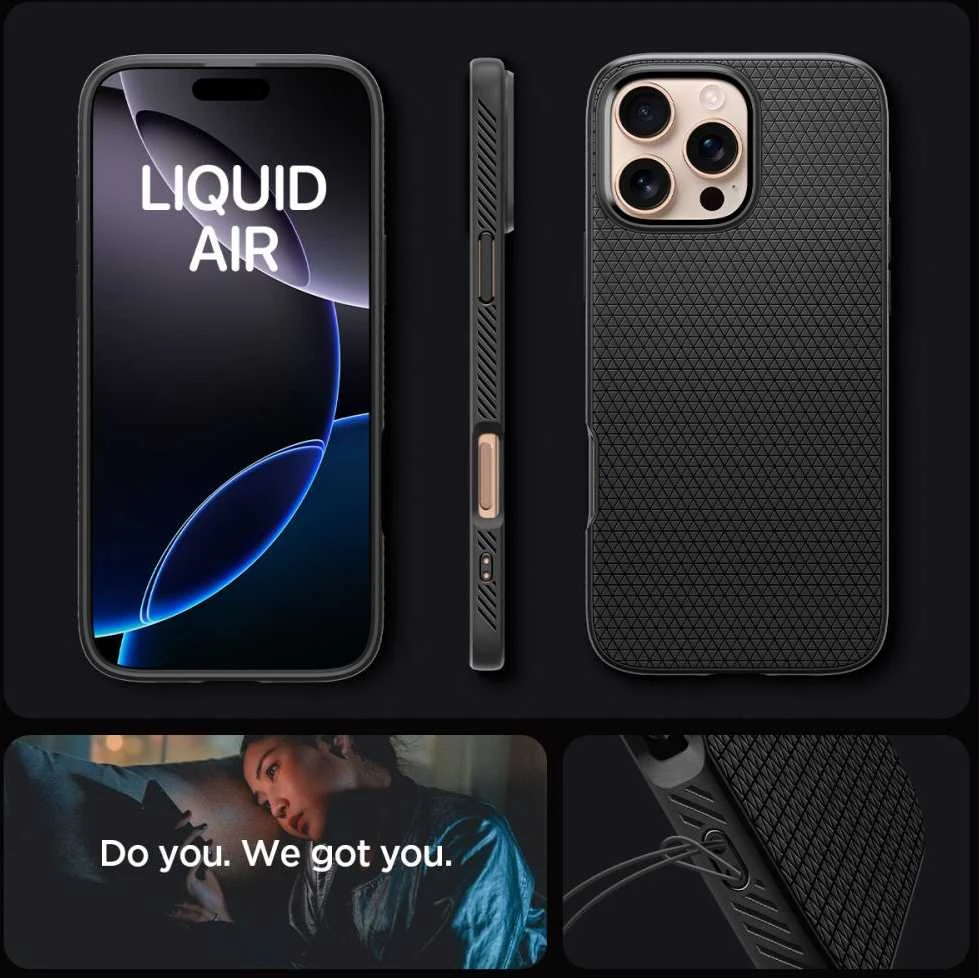 Spigen Liquid Air Apple iPhone 16 Pro – dėklas telefonui juodos spalvos