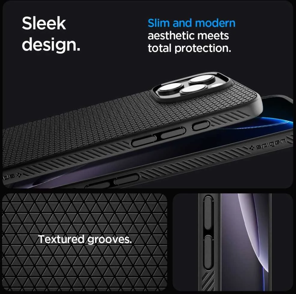 Spigen Liquid Air Apple iPhone 16 Pro – dėklas telefonui juodos spalvos