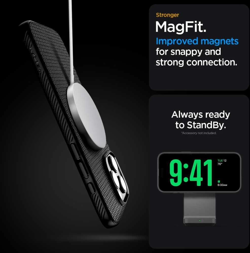 Dėklas SPIGEN LIQUID AIR ”T” MAG MAGSAFE IPHONE 16 PRO MATTE Juodas