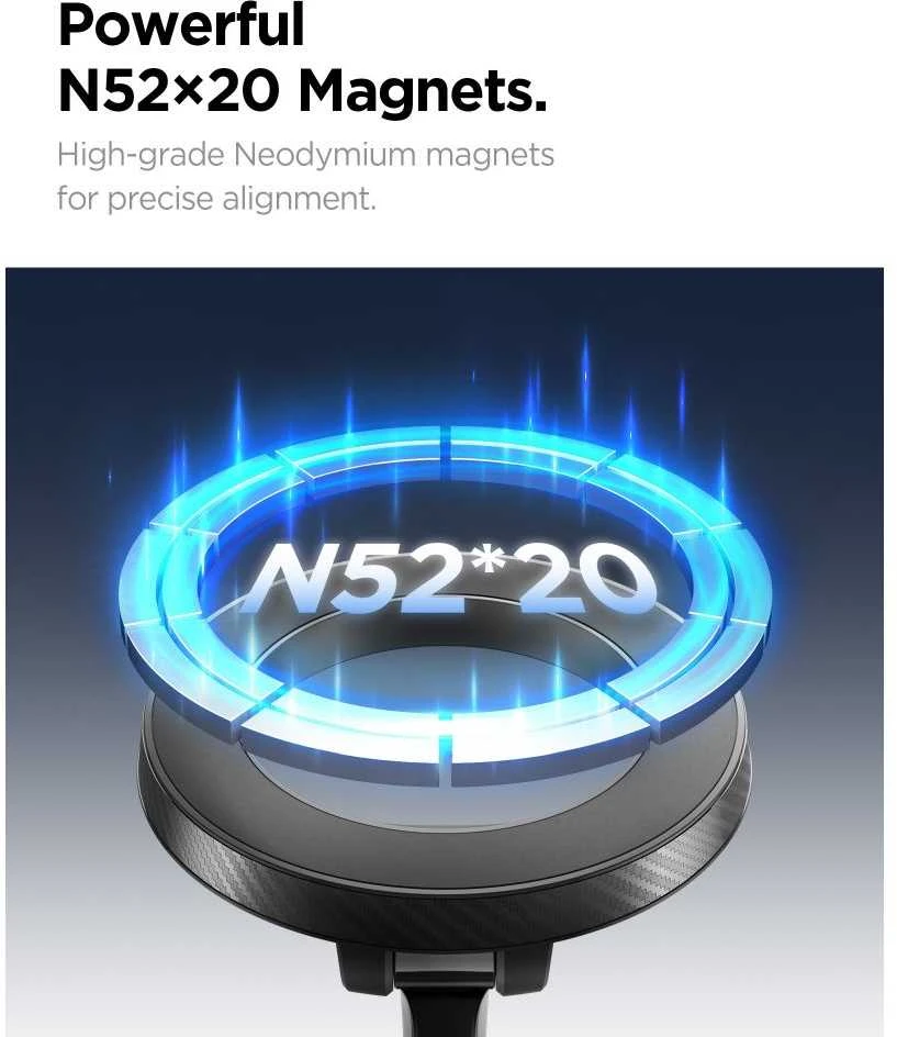 „Spigen MFT36 VacuumLock“ magnetinis „MagSafe“ automobilio laikiklis, juodos spalvos