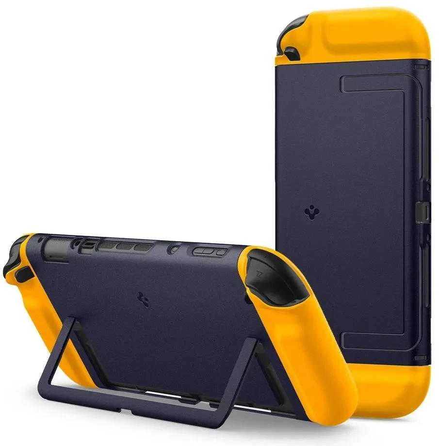 „Spigen Nano Pop“ dėklas, skirtas „Nintendo Switch 2“ – tamsiai mėlynas ir geltonas