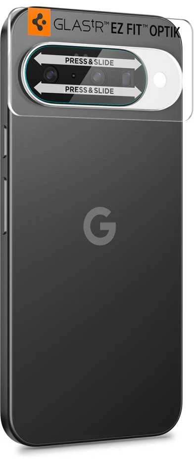 „Spigen Optik Glas.tR“ kameros apsauginiai dėklai, 2 vnt. pakuotėje, skirti „Google Pixel 10“ telefonui, skaidrūs.