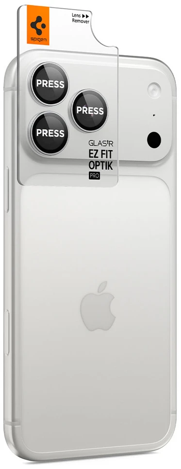 Spigen Optik Pro GLAS.TR EZ FIT 2 vnt. Tempered Glass Camera Screen Protector for iPhone 18 Pro / 18 Pro Max - Sidabrinis