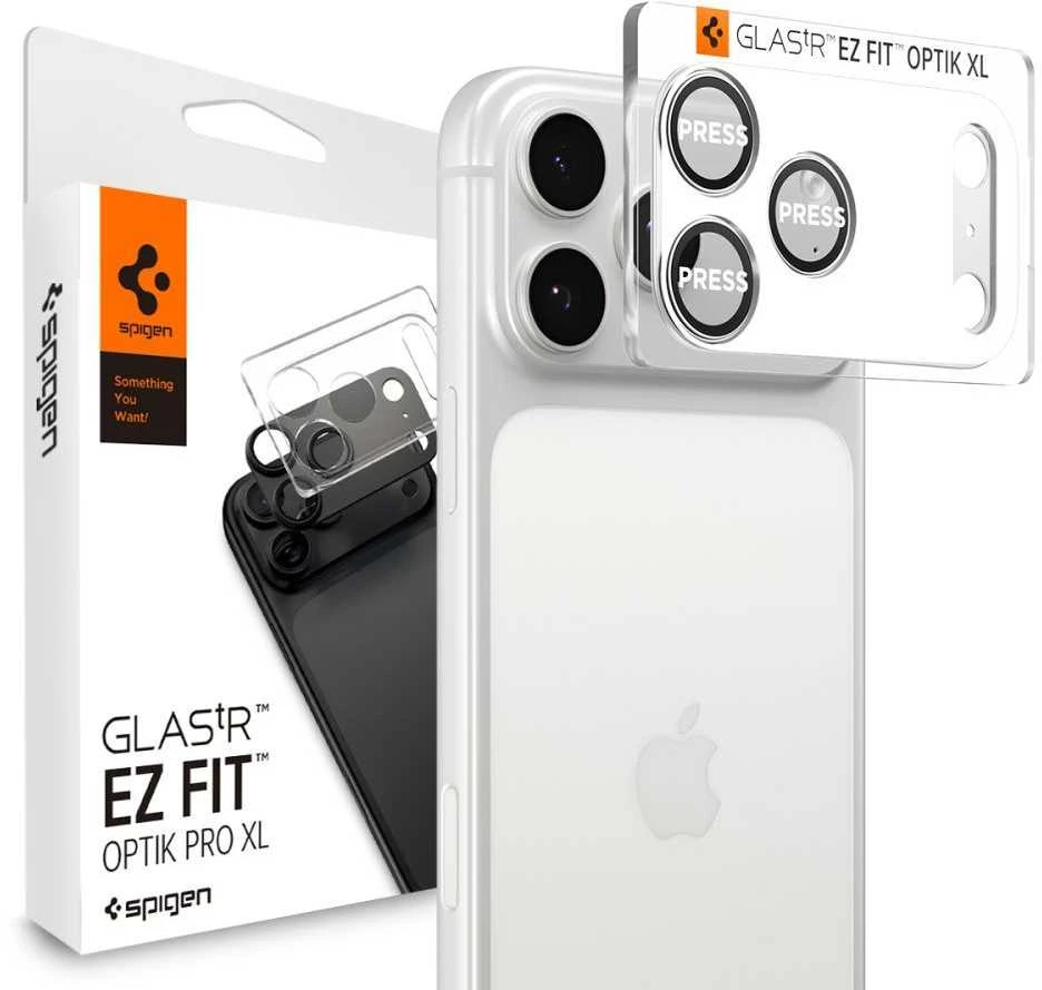 Spigen Glass tR EZ Fit Optik Pro XL 1 Pack, sidabrinis - iPhone 17 Pro Max