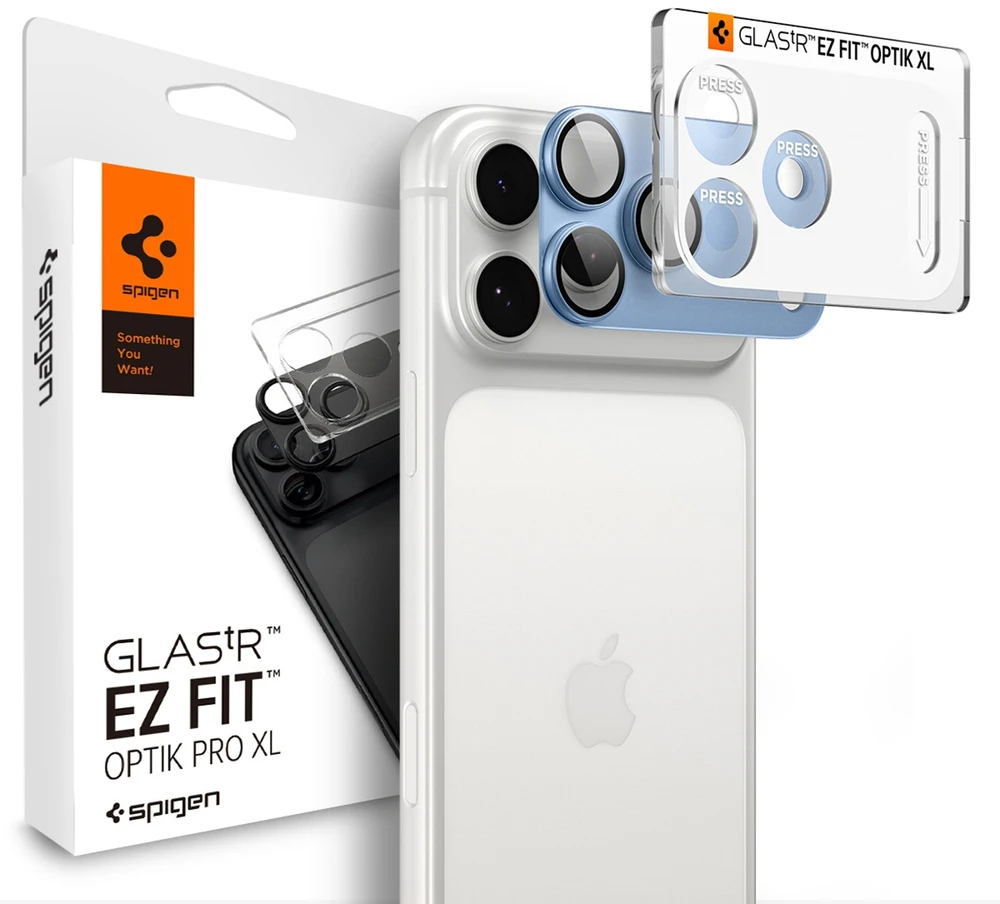 Spigen Optik Pro XL GLAS.TR EZ FIT Tempered Glass Camera Screen Protector for iPhone 18 Pro Max - Light Mėlyna