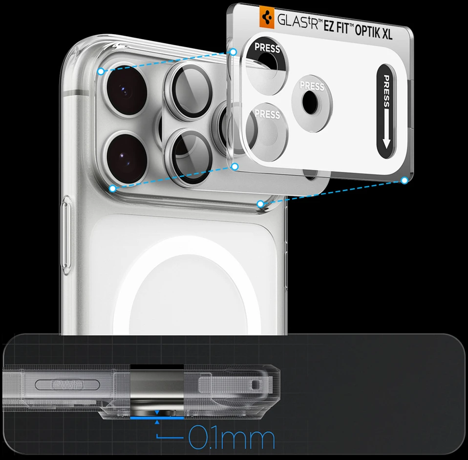 Spigen Optik Pro XL GLAS.TR EZ FIT Tempered Glass for iPhone 18 Pro Max - Sidabrinis