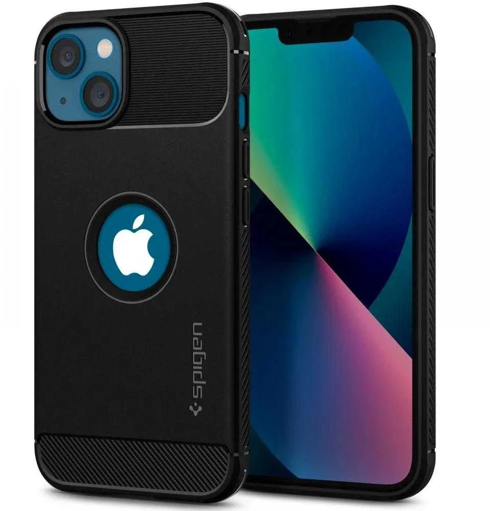 Dėklas Spigen Rugged Armor Apple iPhone 13 matinės juodos spalvos