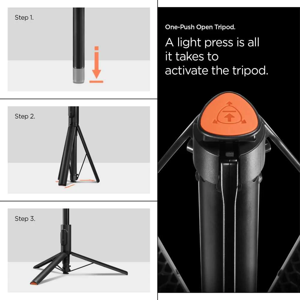 Spigen S541W Bluetooth asmenukių lazda štatyvas juodos spalvos