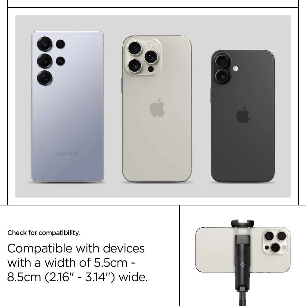 Spigen S541W Bluetooth asmenukių lazda štatyvas juodos spalvos
