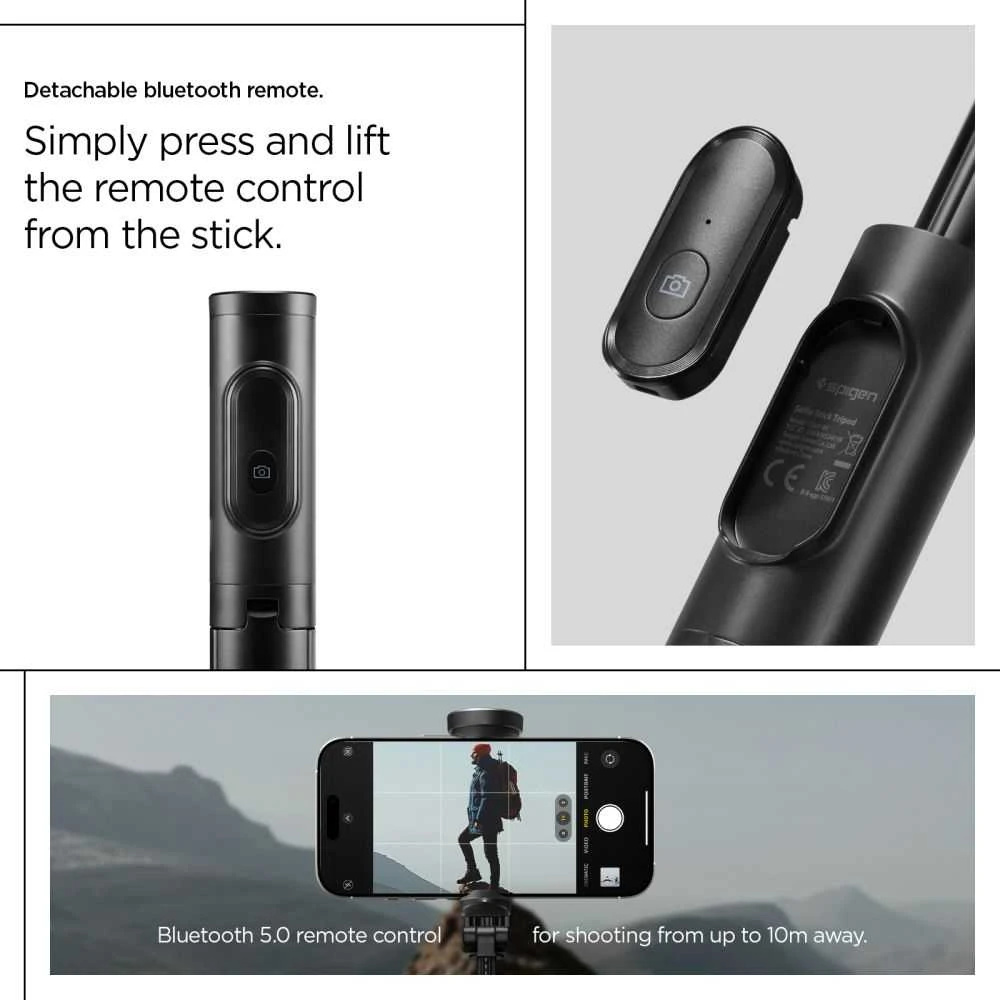 Spigen S541W Bluetooth asmenukių lazda štatyvas juodos spalvos