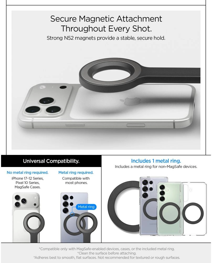 Spigen MagSafe Tripod Selfie Stick, juodos spalvos
