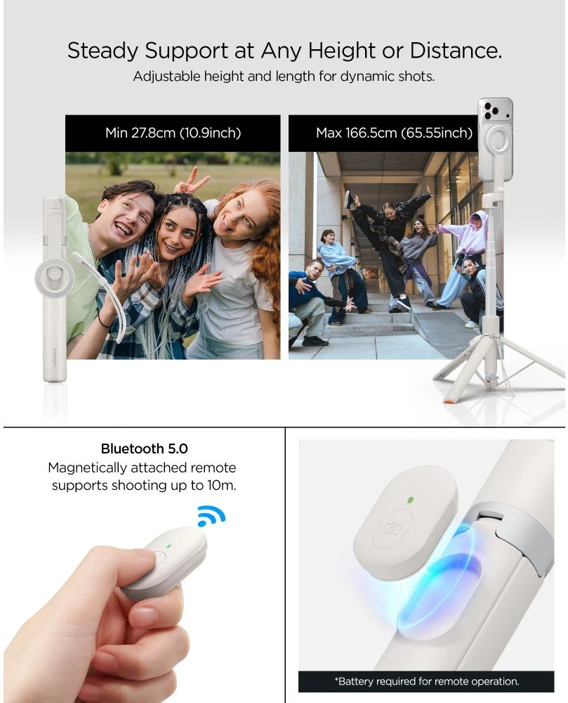 Spigen MagSafe Tripod Selfie Stick, dune beige