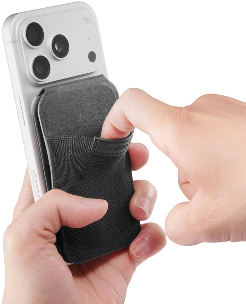 Dėklas SPIGEN S314-4 SLIM FOLD TRIPOD WALLET MAGSAFE Juodas