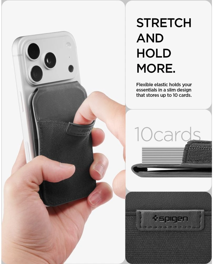 Dėklas SPIGEN S314-4 SLIM FOLD TRIPOD WALLET MAGSAFE Juodas