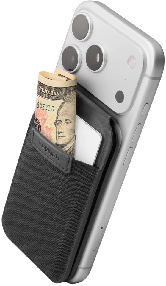 Dėklas SPIGEN S314-4 SLIM FOLD TRIPOD WALLET MAGSAFE Juodas