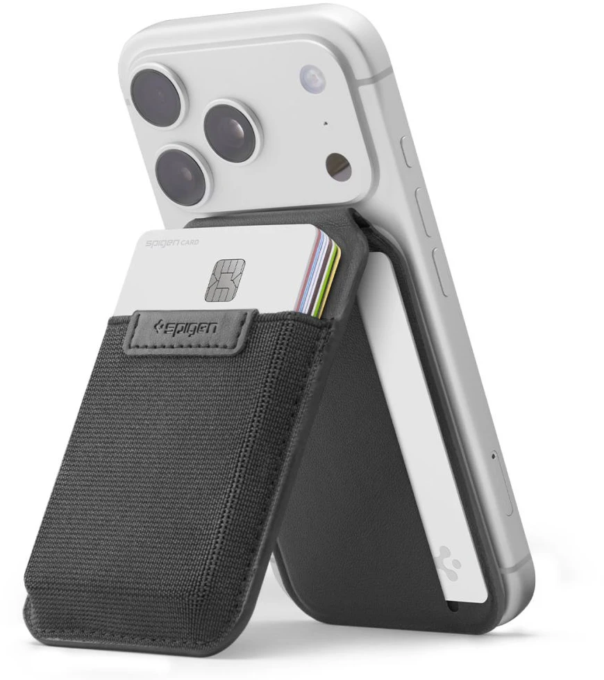 Dėklas SPIGEN S314-4 SLIM FOLD TRIPOD WALLET MAGSAFE Juodas