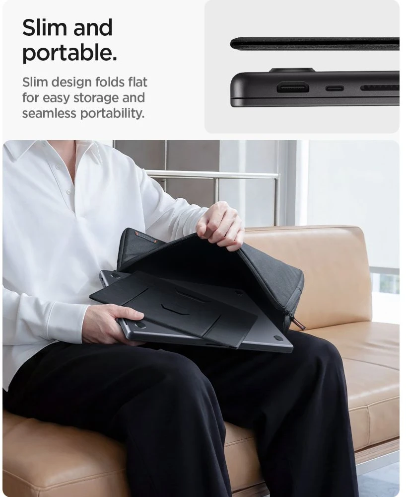 Spigen Slim Fold nešiojamojo kompiuterio ir planšetės stovas LD201-S8, juodas