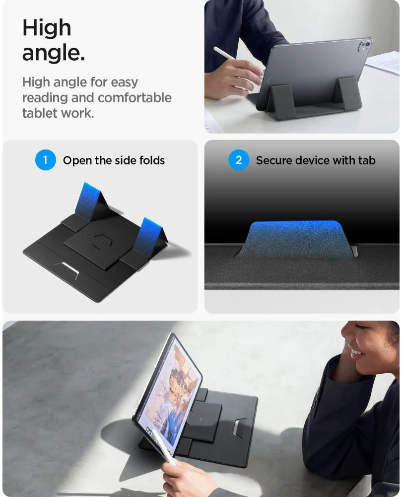 Spigen Slim Fold nešiojamojo kompiuterio ir planšetės stovas LD201-S8, juodas