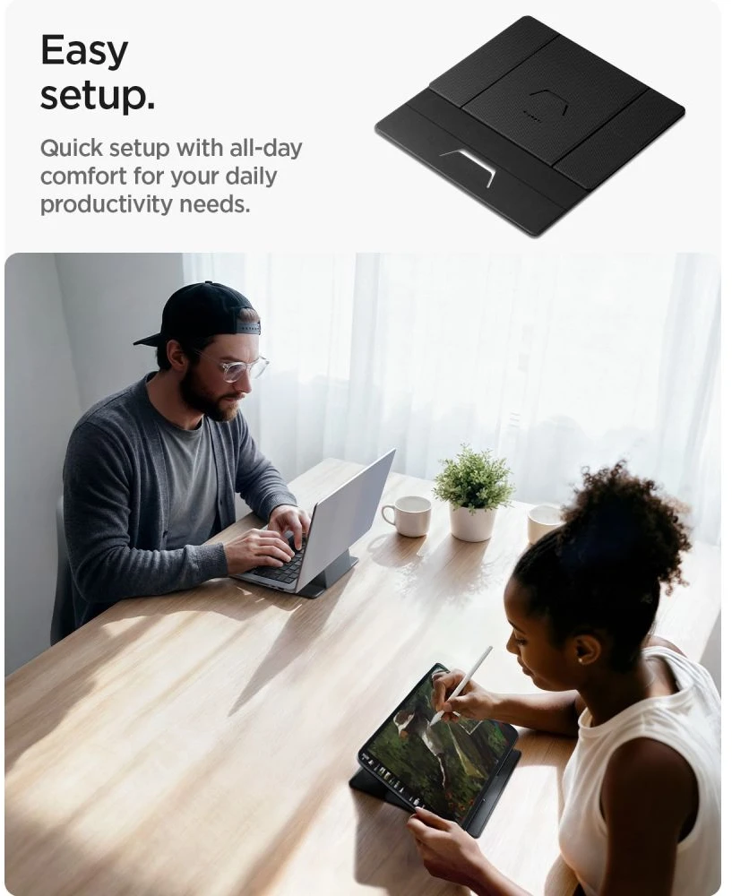 Spigen Slim Fold nešiojamojo kompiuterio ir planšetės stovas LD201-S8, juodas