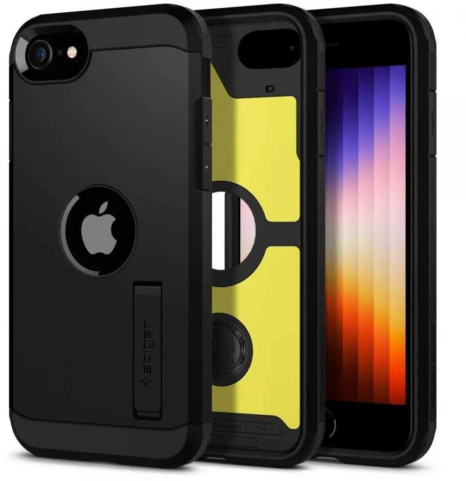 Dėklas Spigen Tough Armor, juodos spalvos – iPhone SE
