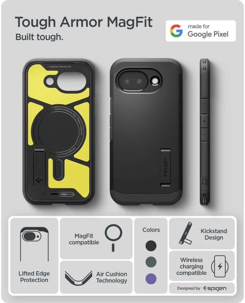 Spigen Tough Armor MAG MagSafe dėklas Google Pixel 10A juodos spalvos