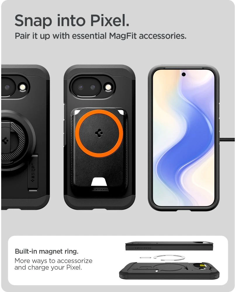 Spigen Tough Armor MAG MagSafe dėklas Google Pixel 10A juodos spalvos