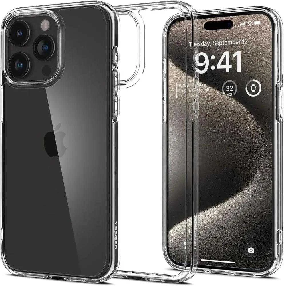 Spigen Ultra Hybrid dėklas skirtas Apple iPhone 15 Pro Max, spalva - Crystal Clear