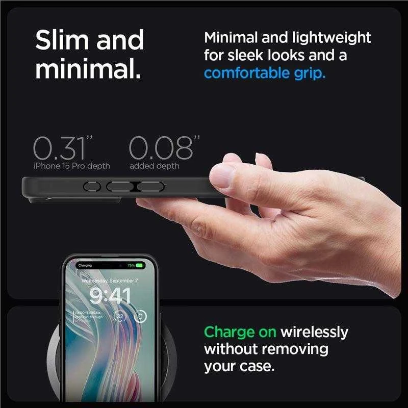 Spigen Ultra Hybrid Matte dėklas skirtas Apple iPhone 15 Pro, spalva - Frost Black
