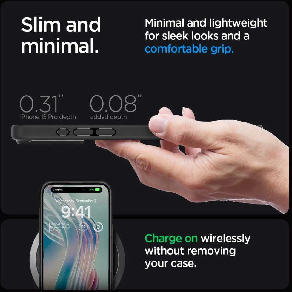 Spigen Ultra Hybrid Matte dėklas skirtas Apple iPhone 15 Pro Max, spalva - Frost Black