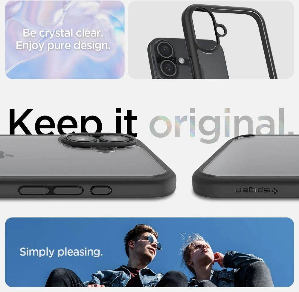 Spigen Ultra Hybrid iPhone 16 – dėklas telefonui, juodos matinės spalvos