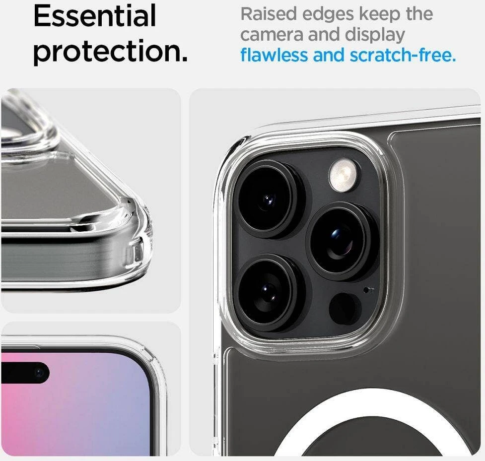 iPhone 16 Pro Spigen Ultra Hybrid „T” Mag MagSafe dėklas telefonui baltos spalvos