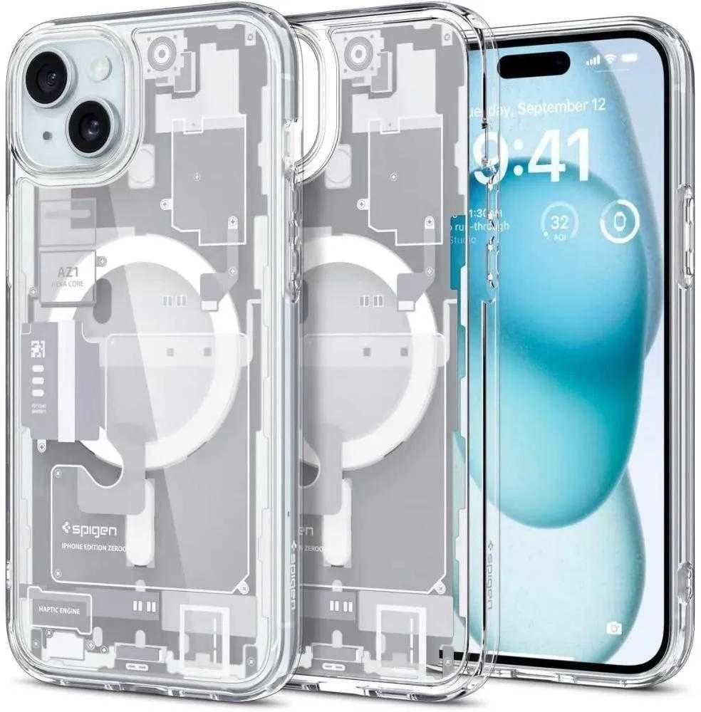 Spigen Ultra Hybrid Zero One (MagFit) dėklas skirtas Apple iPhone 15 Plus, spalva - Zero One White