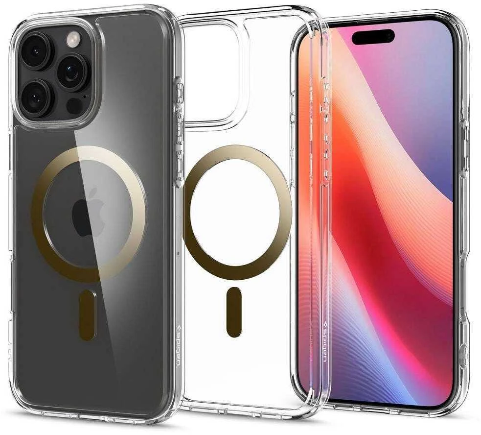 Apple iPhone 16 Pro MAX Spigen Ultra Hybrid Mag MagSafe dėklas telefonui aukso spalvos