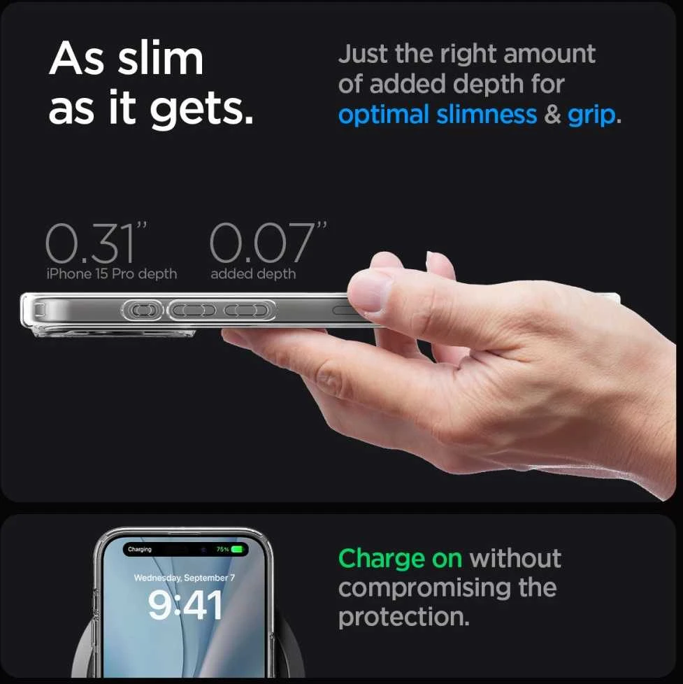 Spigen Ultra Hybrid (MagFit) dėklas skirtas Apple iPhone 15 Pro, spalva - Frost Clear