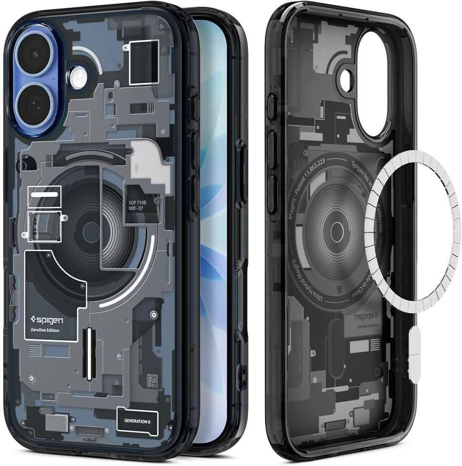 Spigen Ultra Hybrid MagSafe dėklas skirtas Apple iPhone 17 Zero One – juodos spalvos