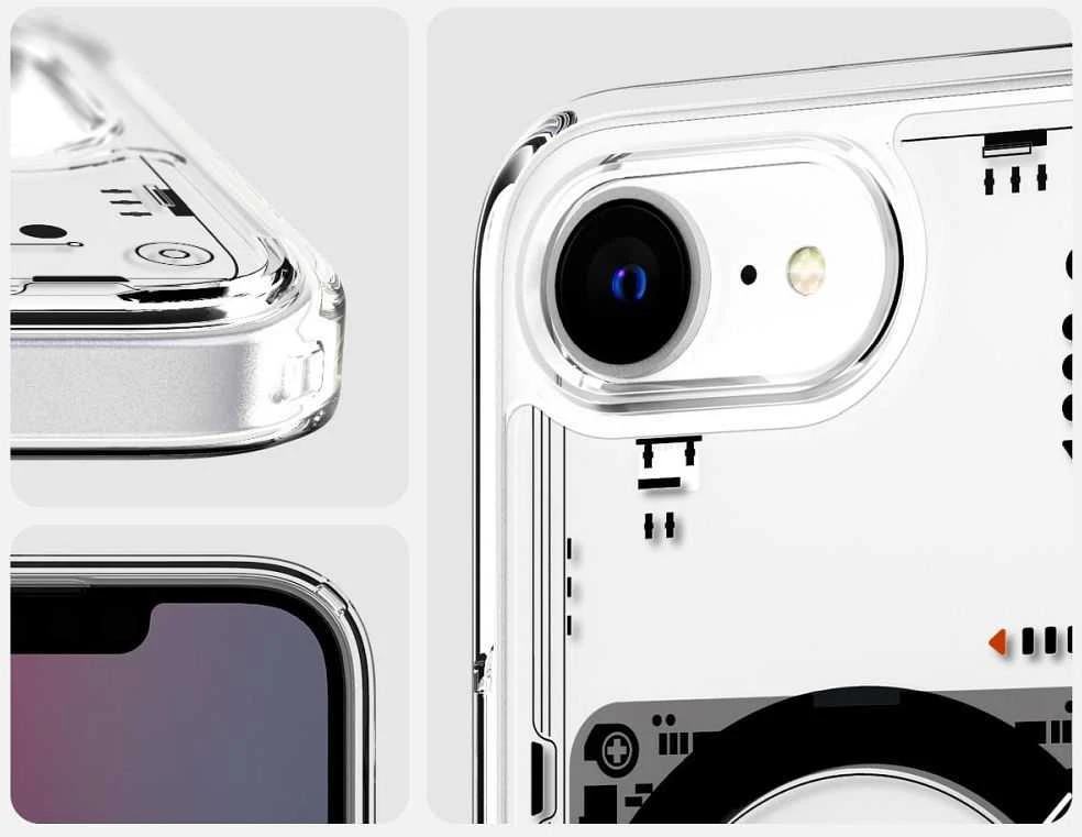 Spigen itin hibridinis „MagSafe“ dėklas, skirtas „iPhone 16e“ / „17e Neo One“ – skaidrus
