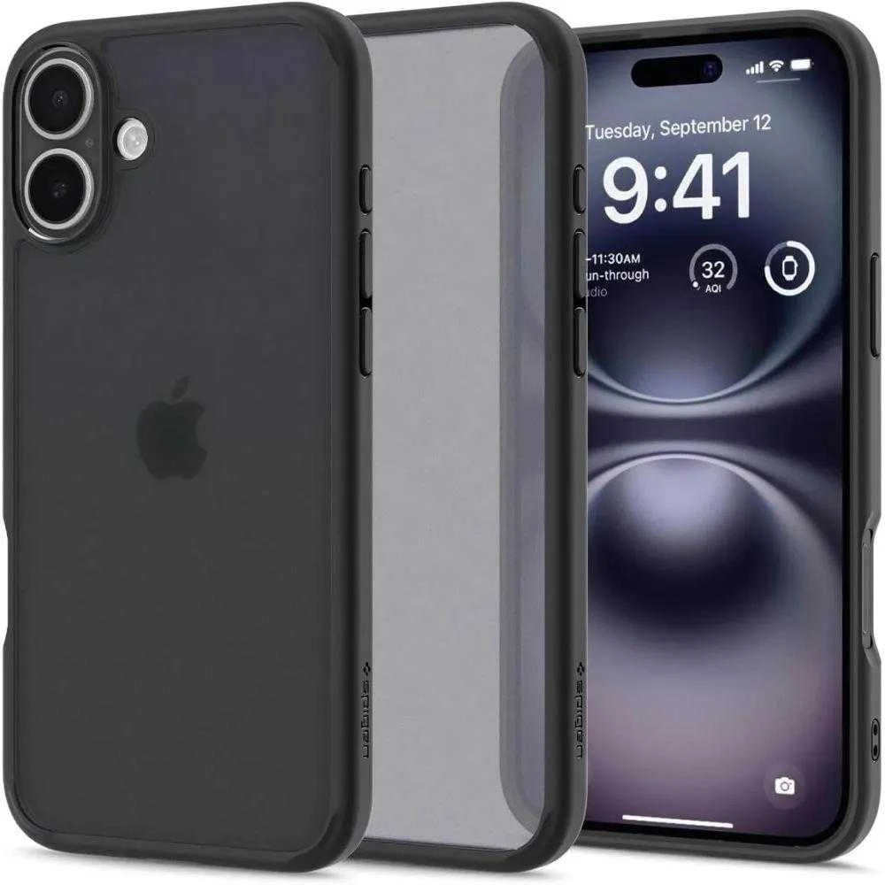 Dėklas Spigen Ultra Hybrid, frost juodos spalvos – Apple iPhone 16