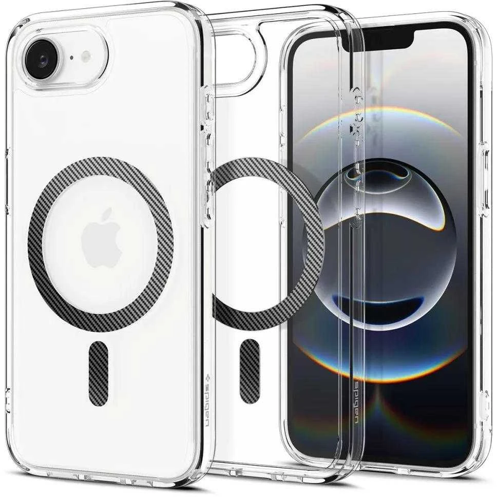 „Spigen Ultra Hybrid MagSafe“ dėklas, skirtas „iPhone 16e“ / „17e“ iš anglies pluošto – skaidrus