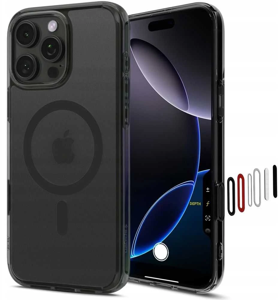 Apple iPhone 16 Pro Max Spigen Ultra Hybrid „T” Mag MagSafe Frost dėklas telefonui juodos spalvos
