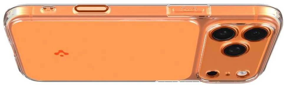 „Spigen Thin Fit MagSafe“ dėklas, skirtas „iPhone 17 Pro“ – permatomas oranžinis
