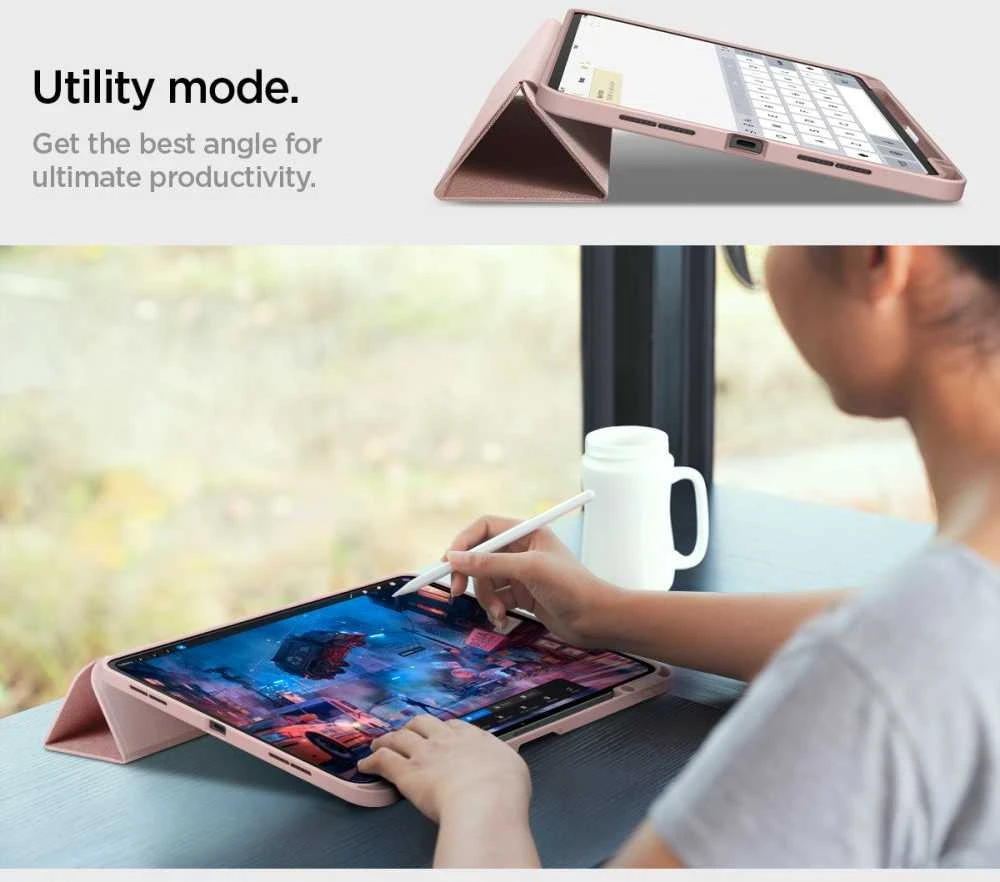 Spigen Urban Fit dėklas skirtas Apple iPad Pro 11" 5 / 6 / 2024-2025 – rožinės spalvos